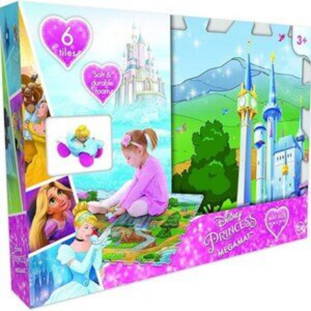 Disney CO-30747C Princess 6Pc Mega Floor Mat w. Vehicle Playmat with Vehicle NEW